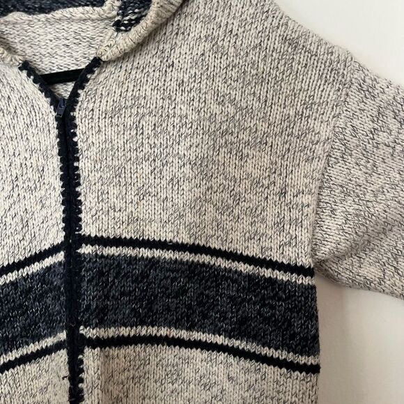 Made in Portugal offwhite w/specks hooded cardigan, pockets, drawstring,zipper S - Picture 8 of 9
